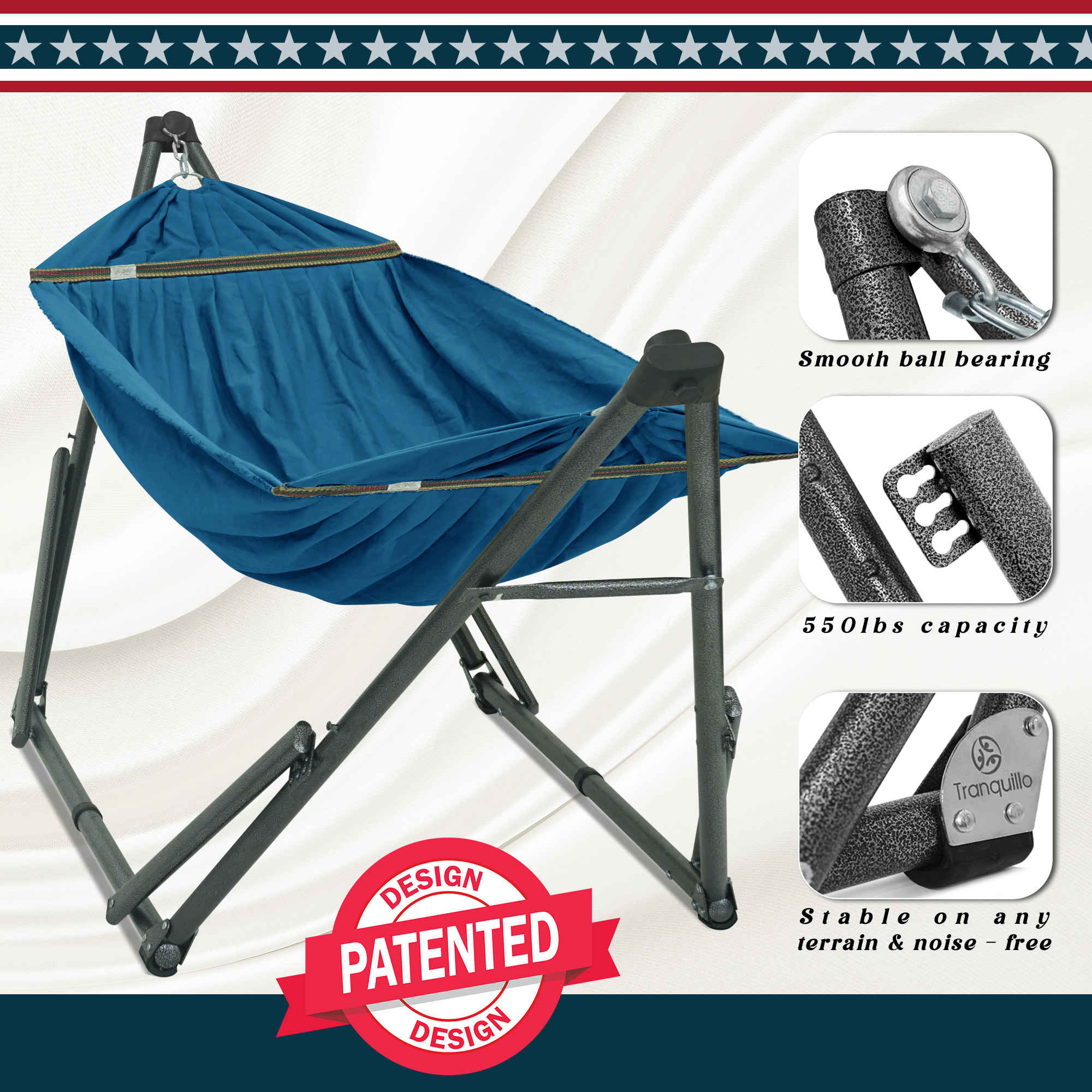 Tranquillo Uniki Canvas Hammock with Stand for Ultimate Relaxation