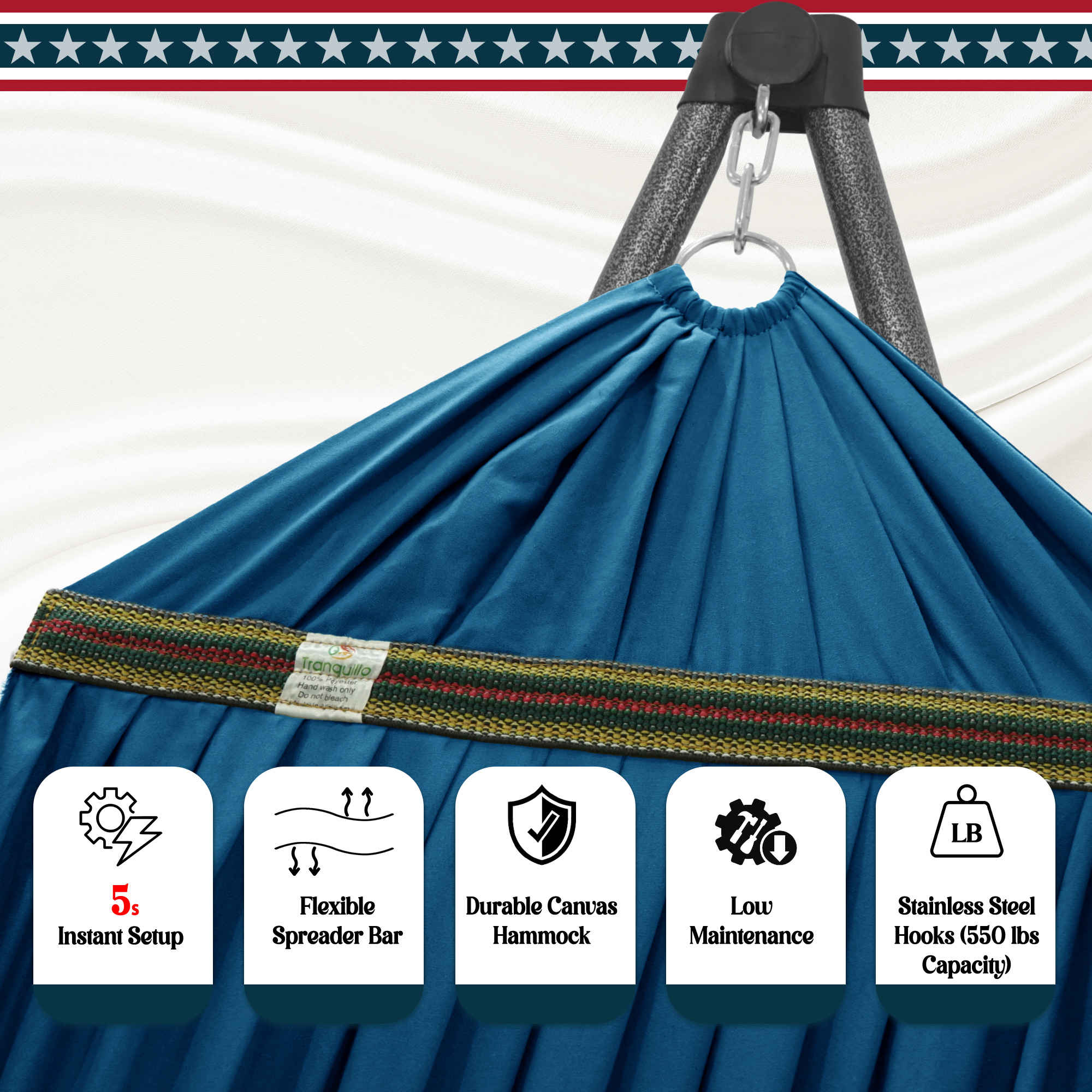 Tranquillo Uniki Canvas Hammock with Stand for Ultimate Relaxation