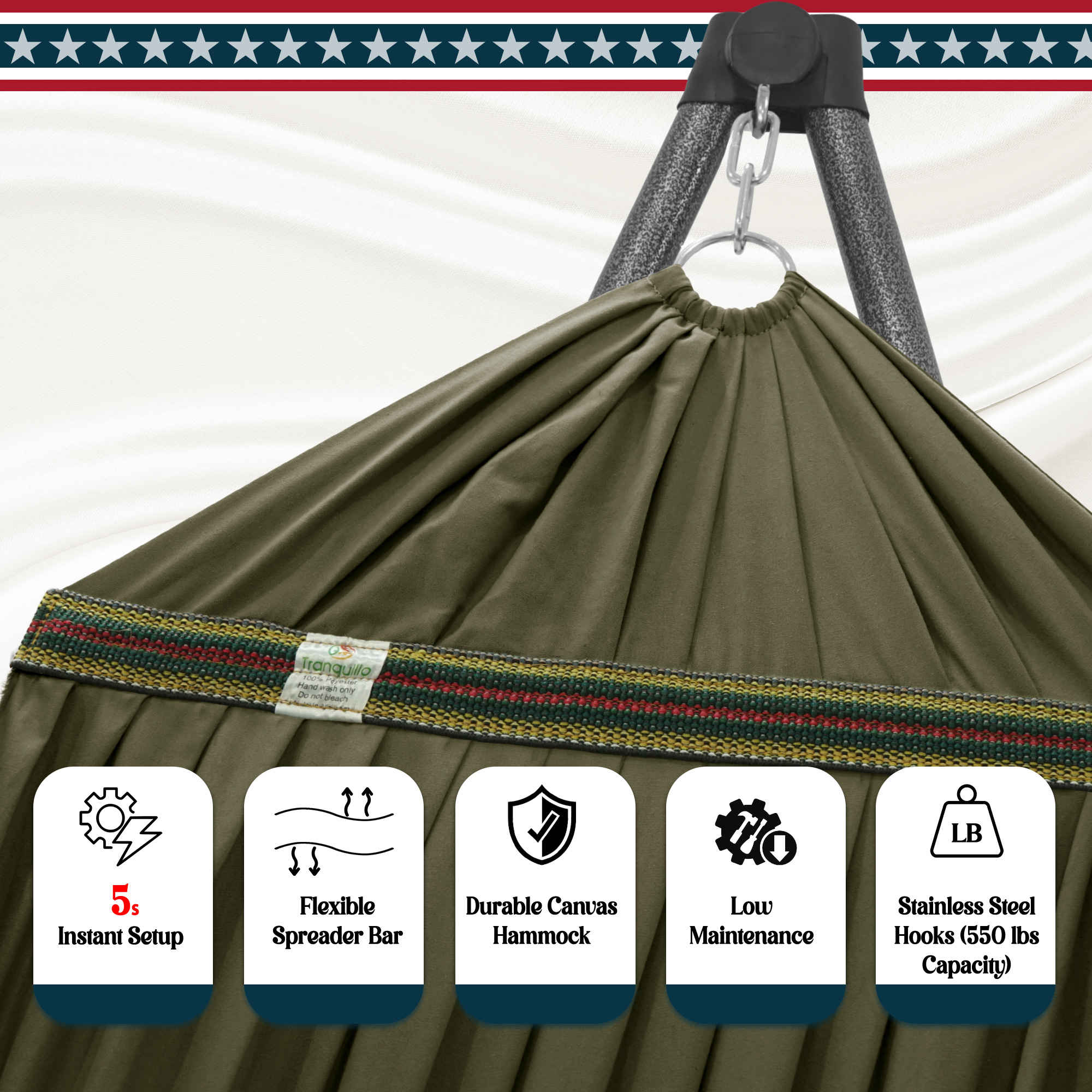 Tranquillo Uniki Canvas Hammock with Stand for Ultimate Relaxation