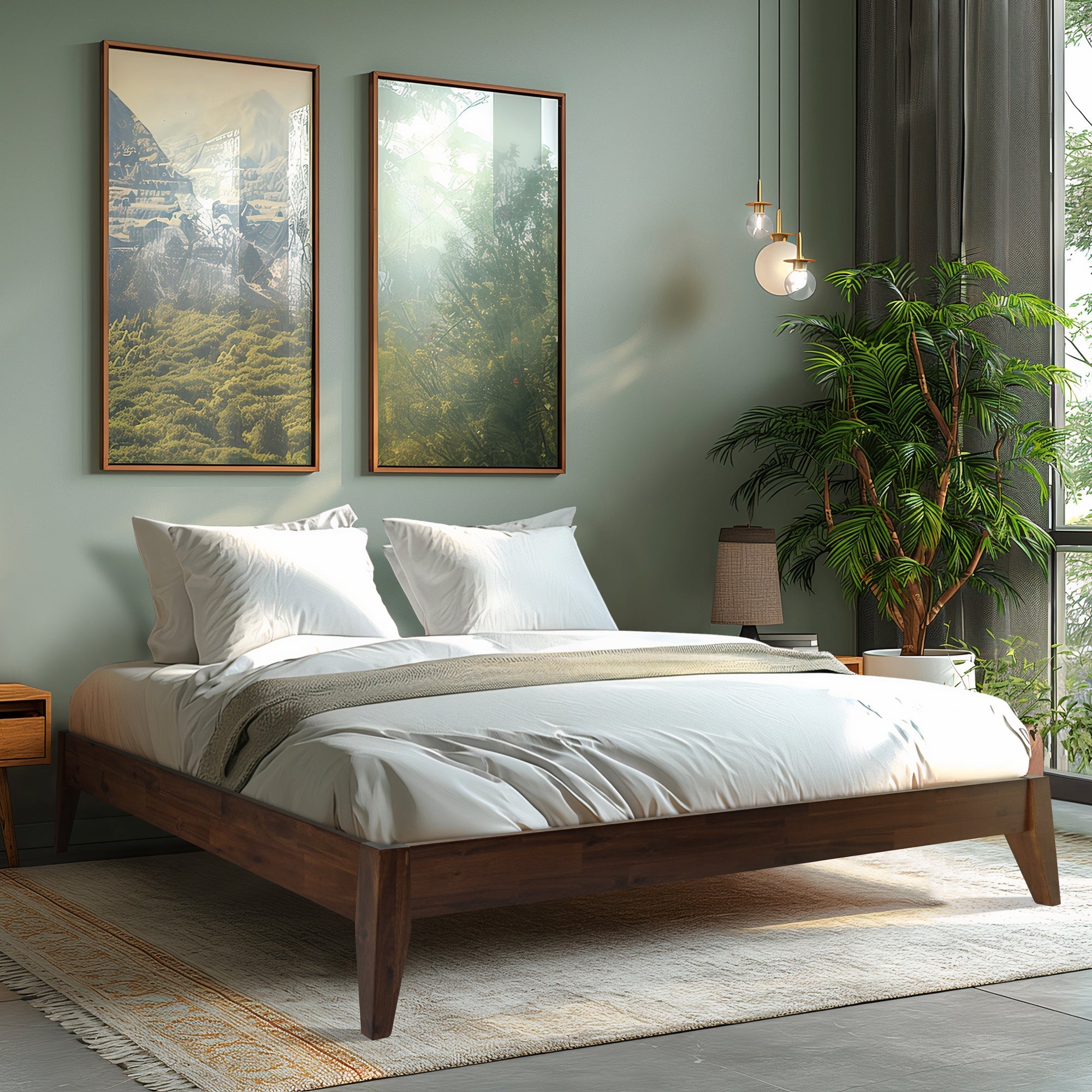 Acacia Mervyn Solid Wood Platform Bed for Timeless Comfort and Style