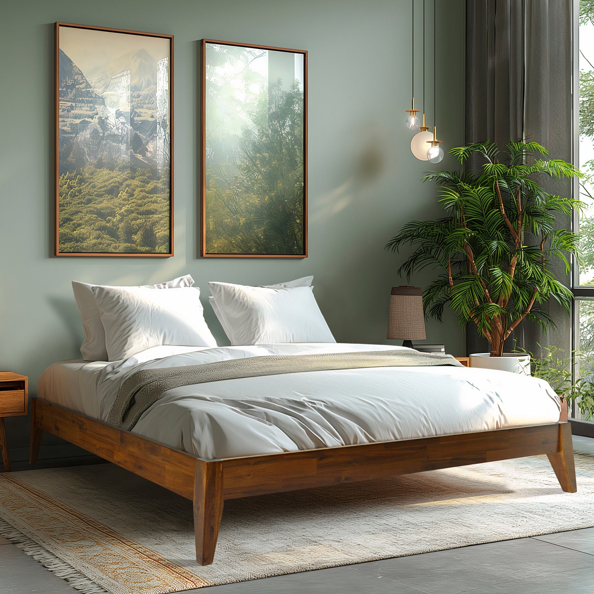 Acacia Mervyn Solid Wood Platform Bed for Timeless Comfort and Style