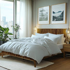 Megsu Bosk Acacia Wood Bed Frame with Headboard