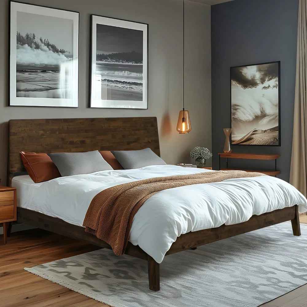 Acacia Serenity Deluxe Wood Platform Bed Frame - Elegant and Durable Design