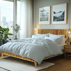 Megsu Bosk Acacia Wood Bed Frame with Headboard
