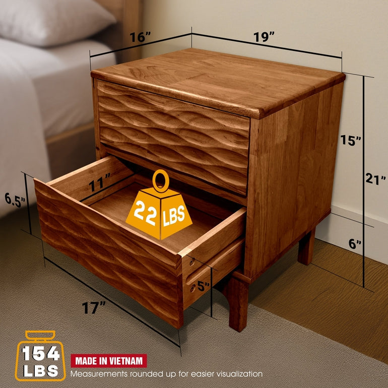 Acacia Elara Nightstand with 2 Drawers - Stylish Storage Solution