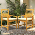 Tranquillo Solara Acacia Wood Outdoor Chairs Set of 2 with Cushions for Stylish Outdoor Seating