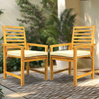 Tranquillo Solara Acacia Wood Outdoor Chairs Set of 2 with Cushions for Stylish Outdoor Seating