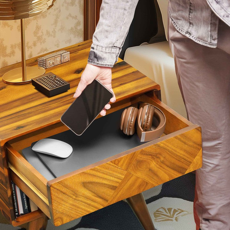 Rorns Laden Nightstand with Drawer - Stylish and Functional Bedroom Storage