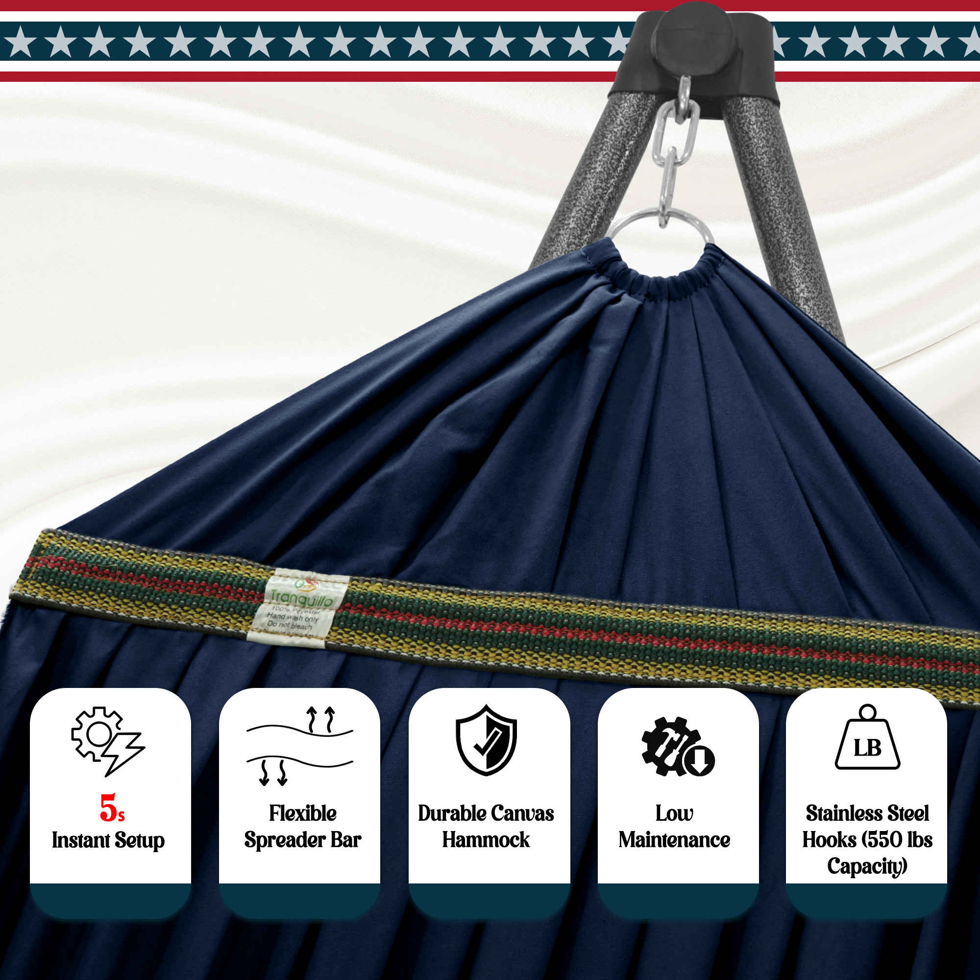 Tranquillo Uniki Canvas Hammock with Stand for Ultimate Relaxation