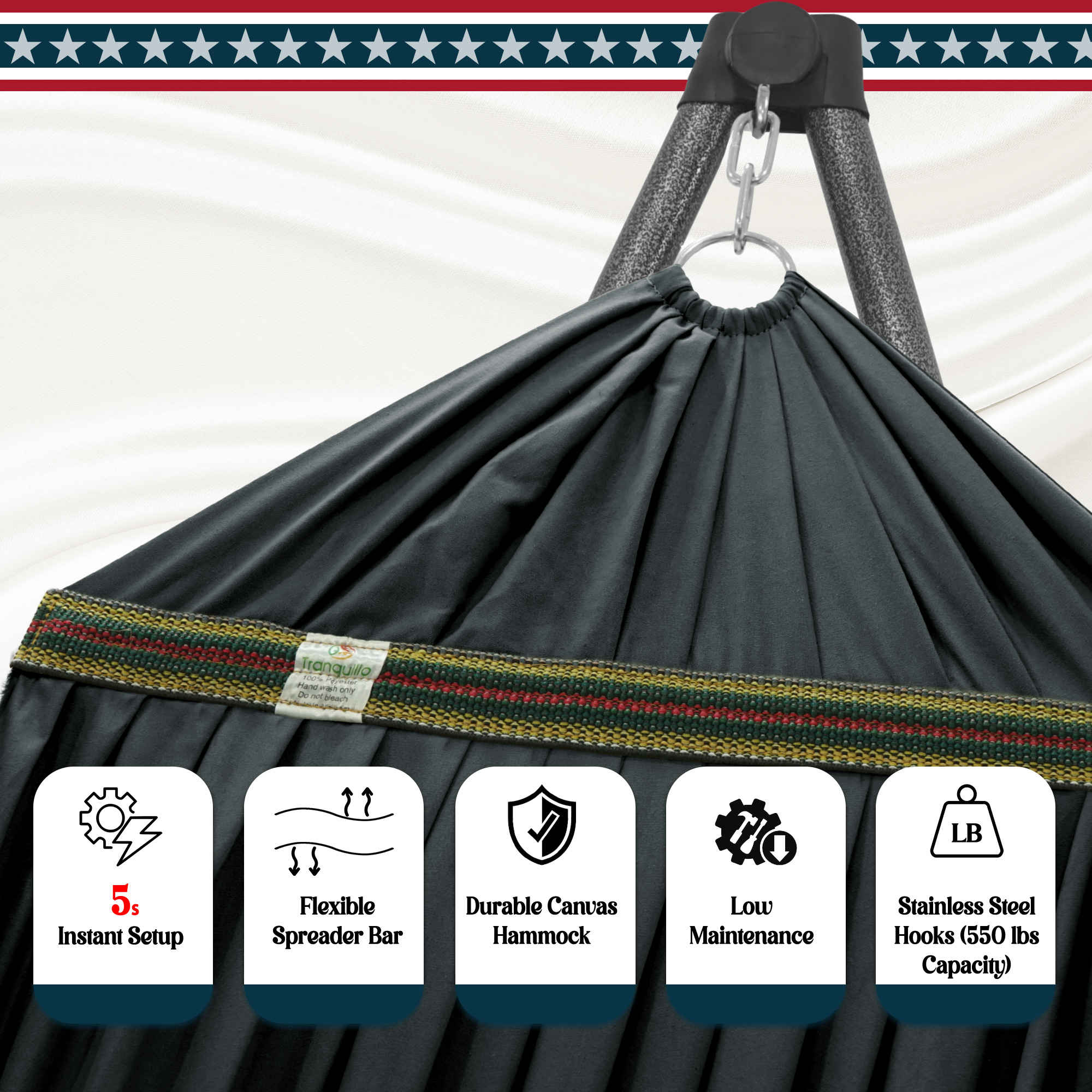 Tranquillo Uniki Canvas Hammock with Stand for Ultimate Relaxation