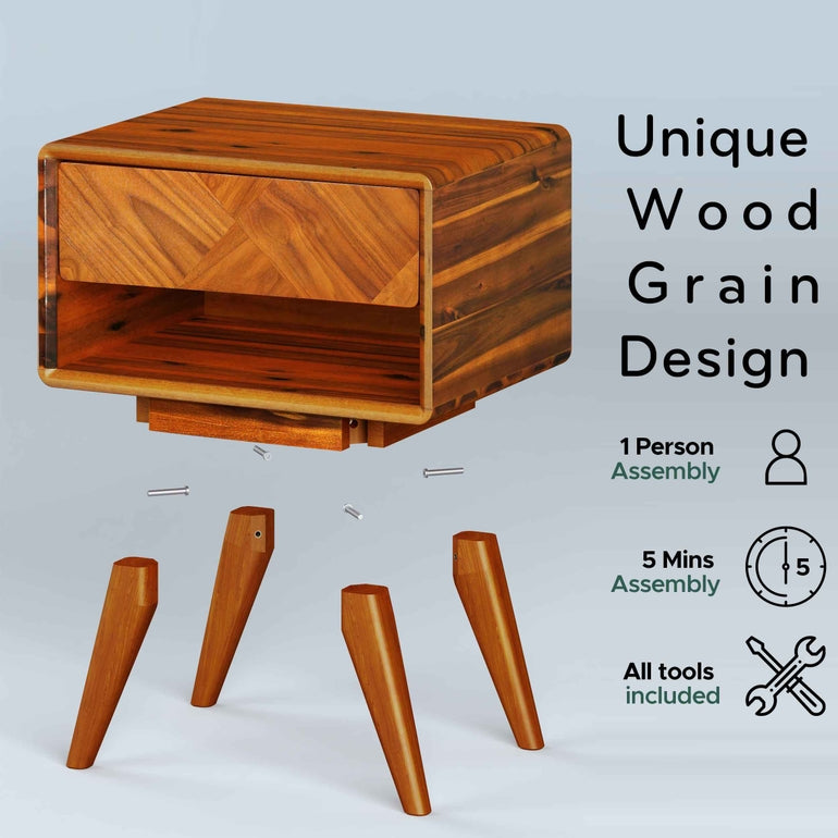 Rorns Laden Nightstand with Drawer - Stylish and Functional Bedroom Storage