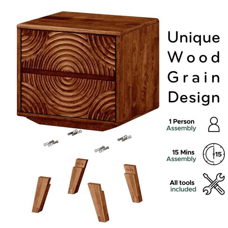 Acacia Harmony Nightstand with 2 Drawers for Elegant Bedroom Storage