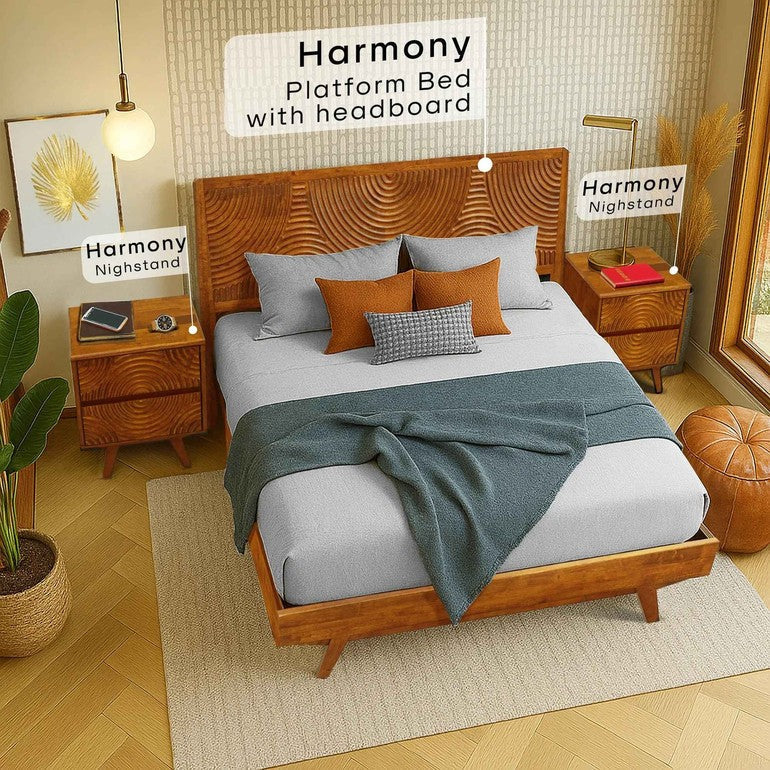 Acacia Harmony Nightstand with 2 Drawers for Elegant Bedroom Storage