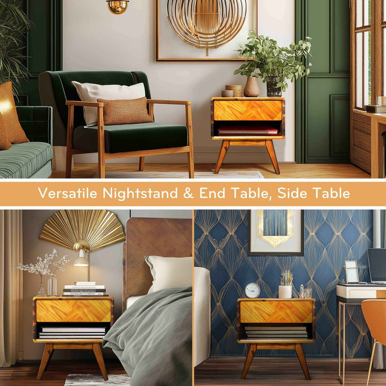 Rorns Laden Nightstand with Drawer - Stylish and Functional Bedroom Storage