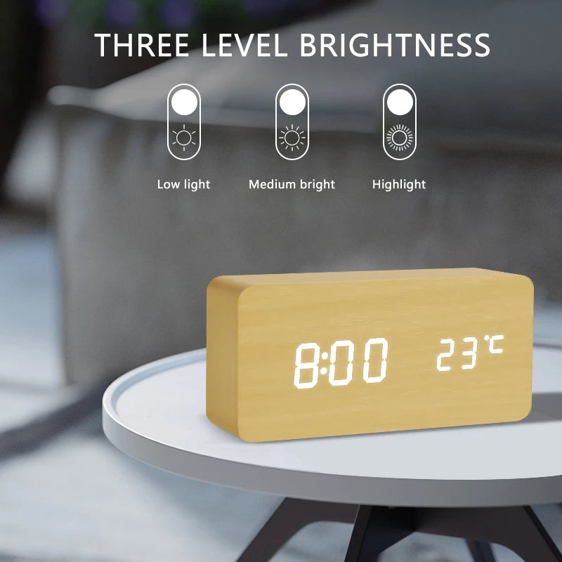Wood Block Alarm Clock