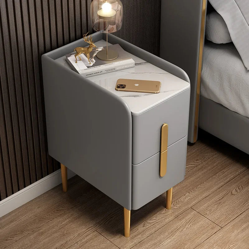 Gold Handle Marbletop Nightstand