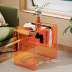 Acrylic Side Table with Magazine Holder