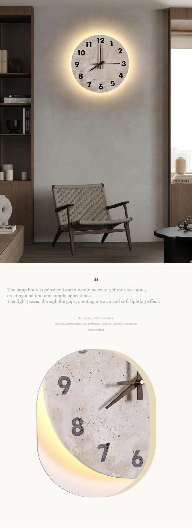 Backlit Eclipse Stone Clock