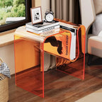 Acrylic Side Table with Magazine Holder