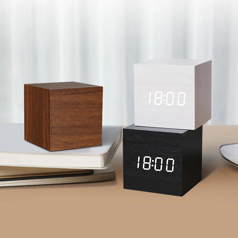 Wood Block Alarm Clock