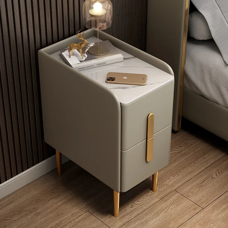 Gold Handle Marbletop Nightstand