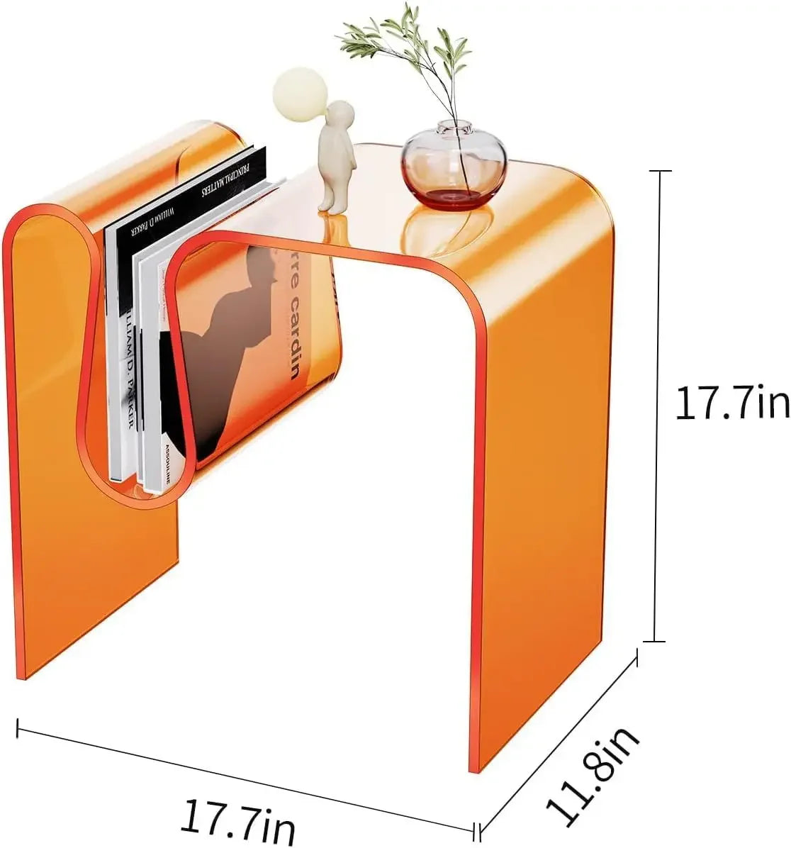 Acrylic Side Table with Magazine Holder