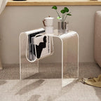 Acrylic Side Table with Magazine Holder