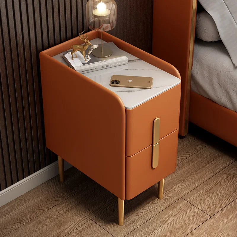 Gold Handle Marbletop Nightstand