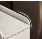 Table de chevet à poignée dorée et plateau en marbre