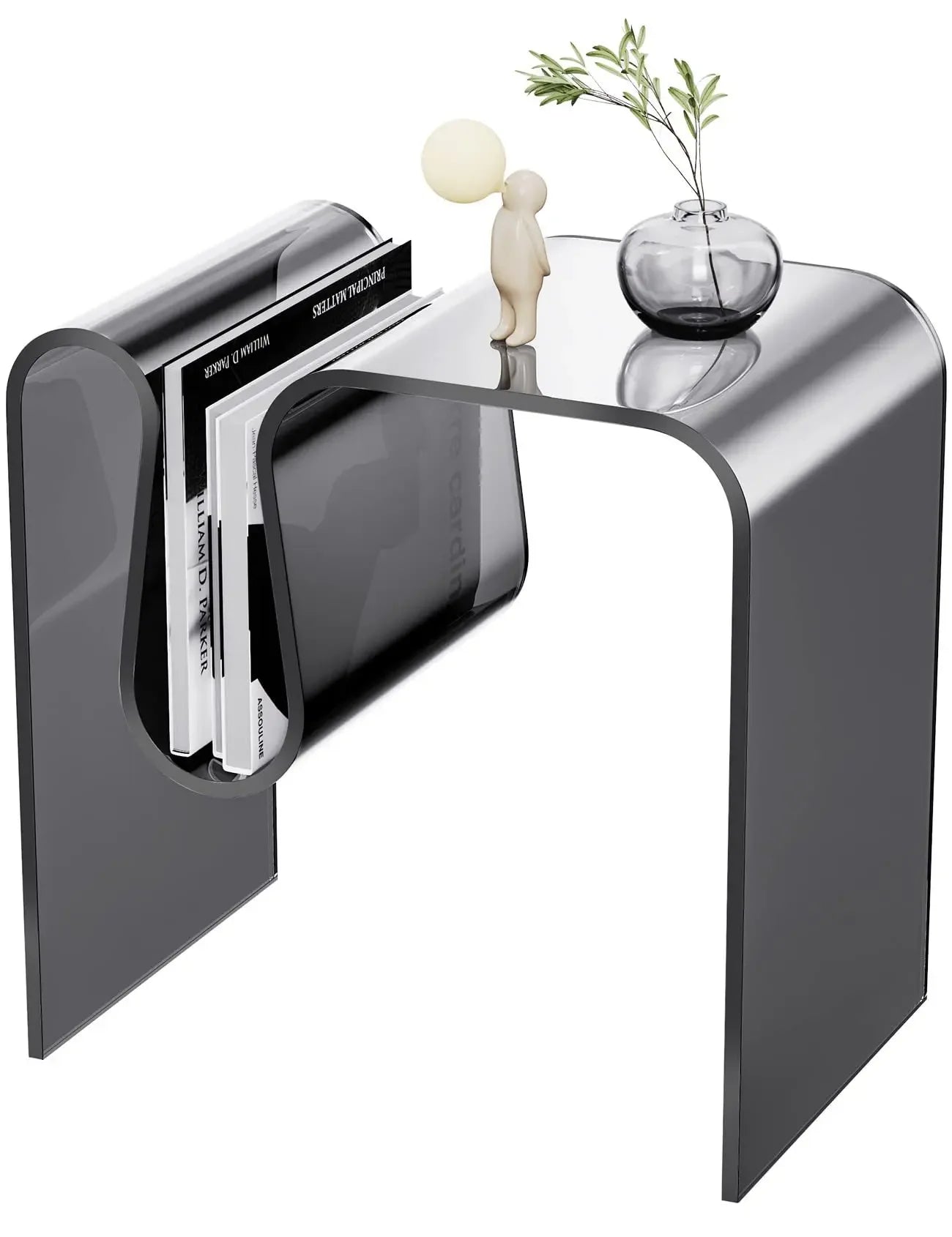 Acrylic Side Table with Magazine Holder