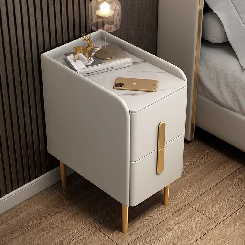 Gold Handle Marbletop Nightstand