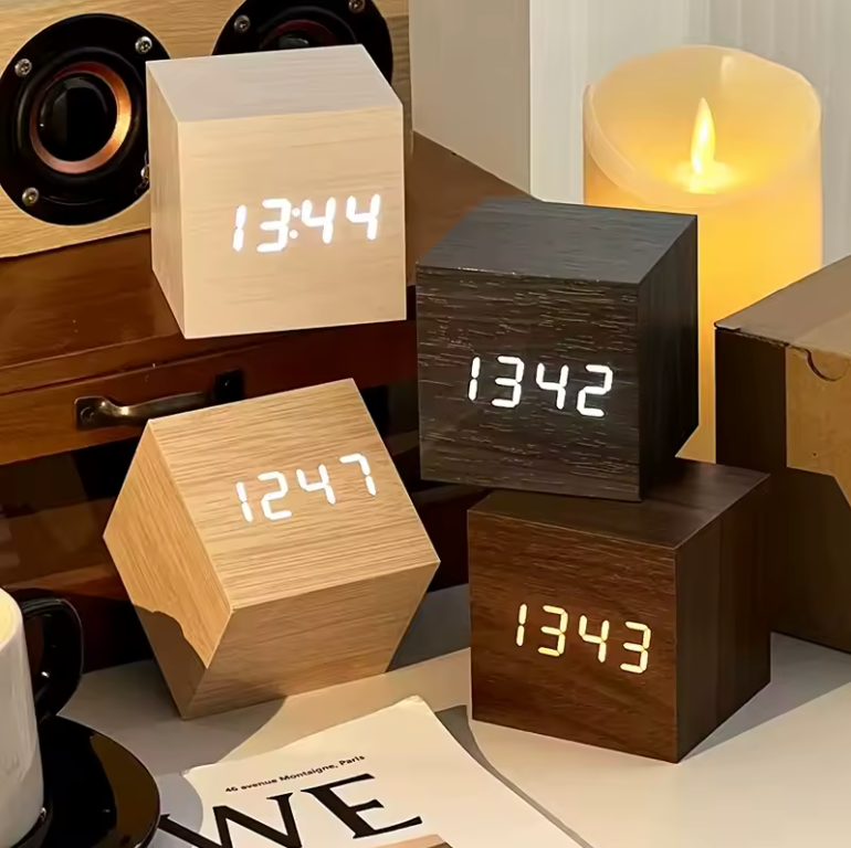 Wood Block Alarm Clock