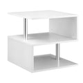 Caelan Wooden S Shape End Table with 3 Tier Storage Shelves-White