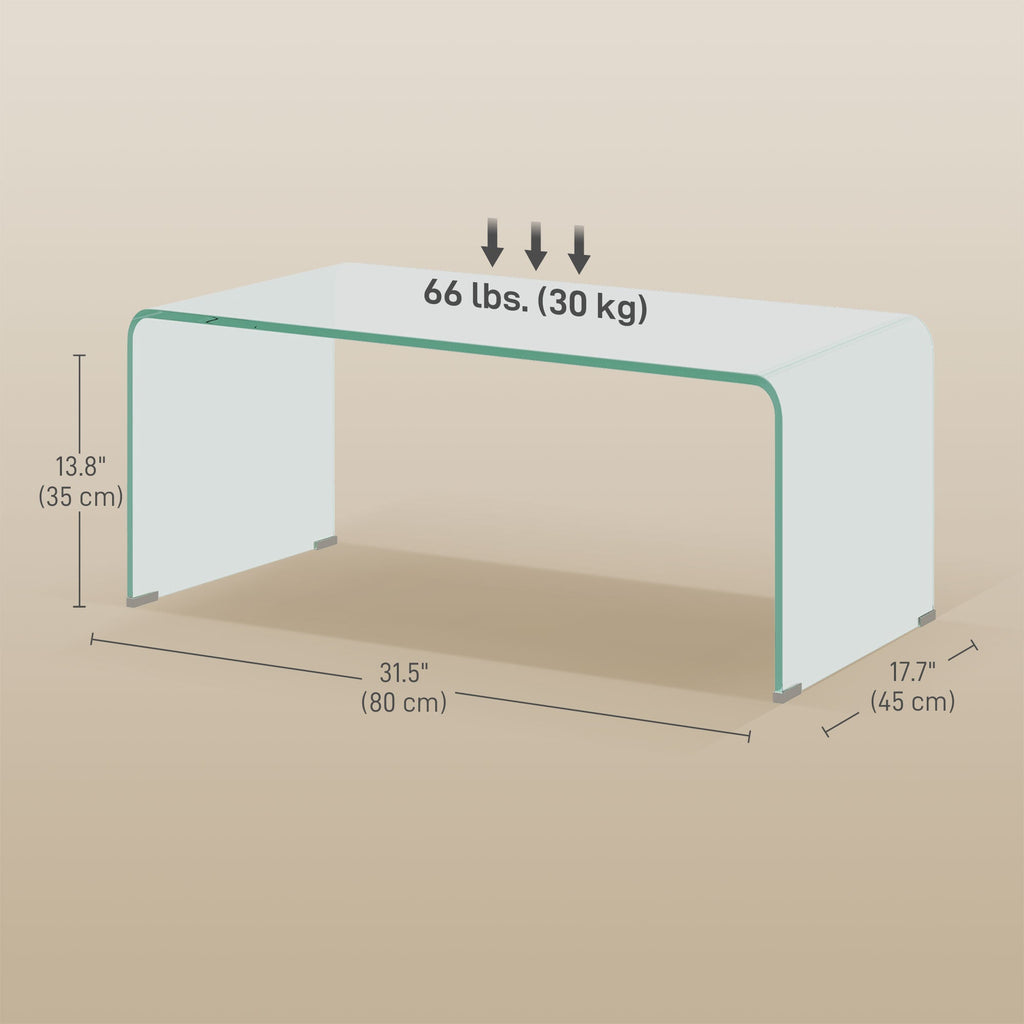 Sage Modern Glass Coffee Table with Safe Rounded Edges