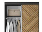 Marrphy Mirrored 2 Sliding Door Freestanding Wardrobe - Black/Oak Caramel