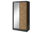 Marrphy Mirrored 2 Sliding Door Freestanding Wardrobe - Black/Oak Caramel