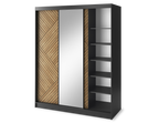 Marrphy Mirrored 3 Sliding Door Freestanding Wardrobe - Black/Oak Caramel