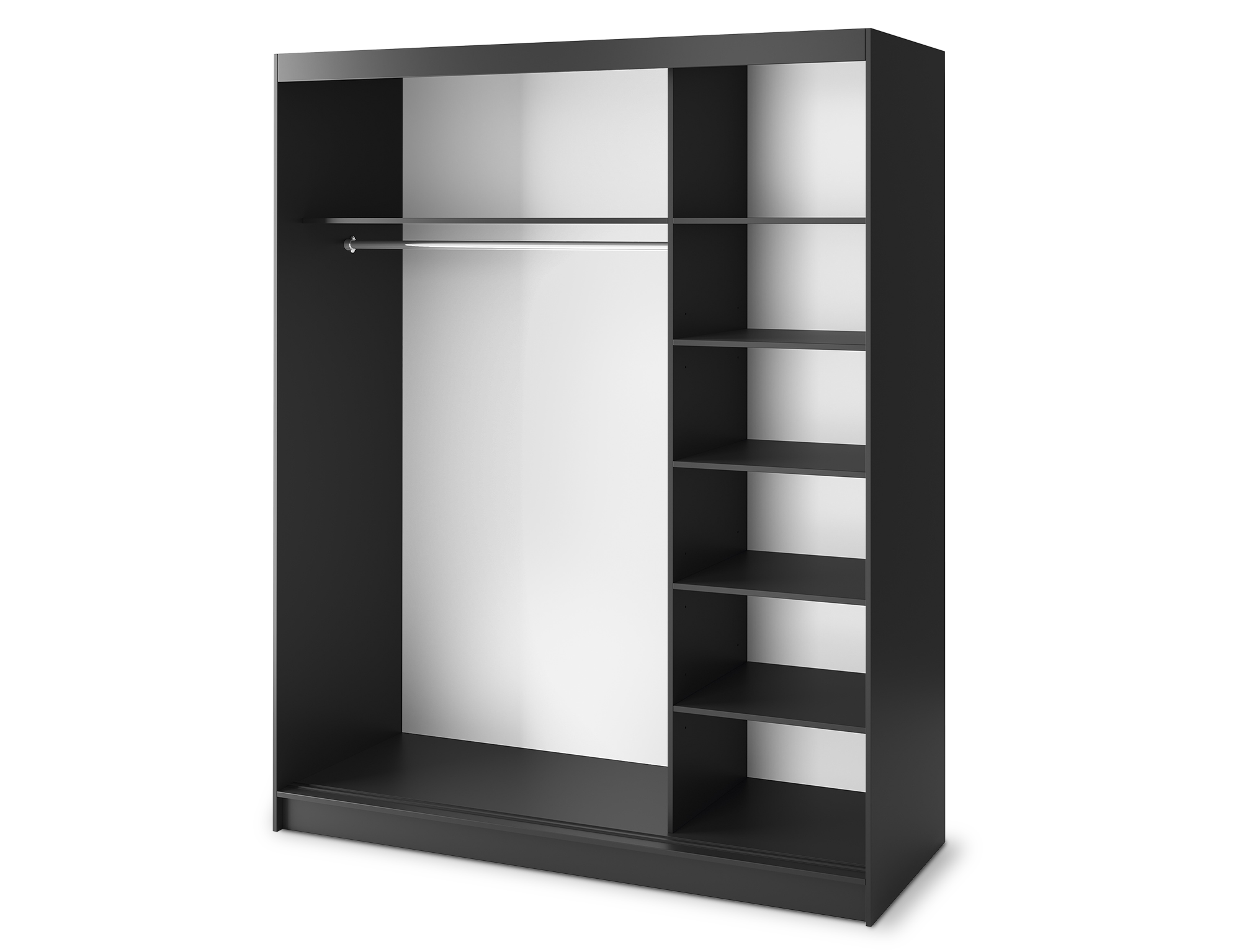 Marrphy Mirrored 3 Sliding Door Freestanding Wardrobe - Black/Oak Caramel