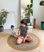 Blue Petals Round Cork Yoga Mat | Multi-use | 53" dia