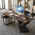 Modern K-Leg Steel Frame Office Desk with 2 Drawers - Pula BLV08