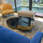 Mesa de centro doble anidable chapada en oro BT19