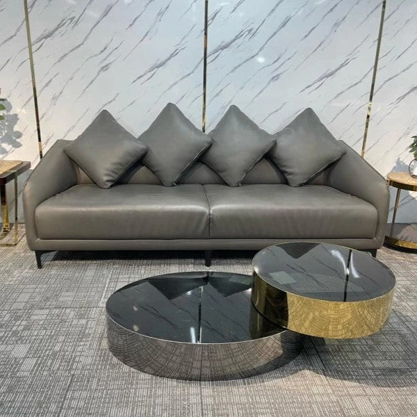 Mesa de centro doble anidable chapada en oro BT19