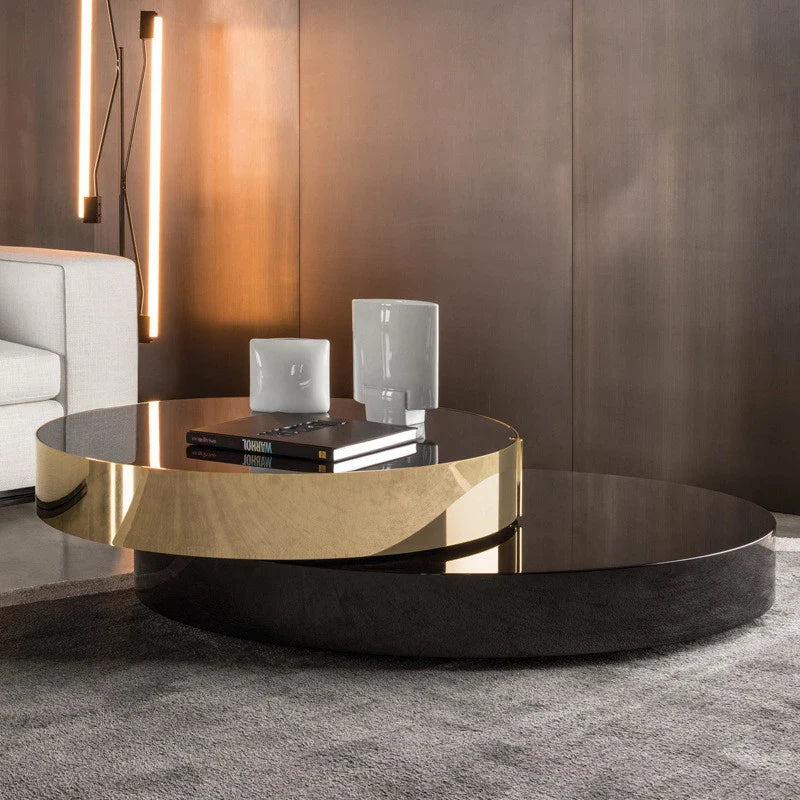 Mesa de centro doble anidable chapada en oro BT19