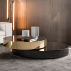 Mesa de centro doble anidable chapada en oro BT19