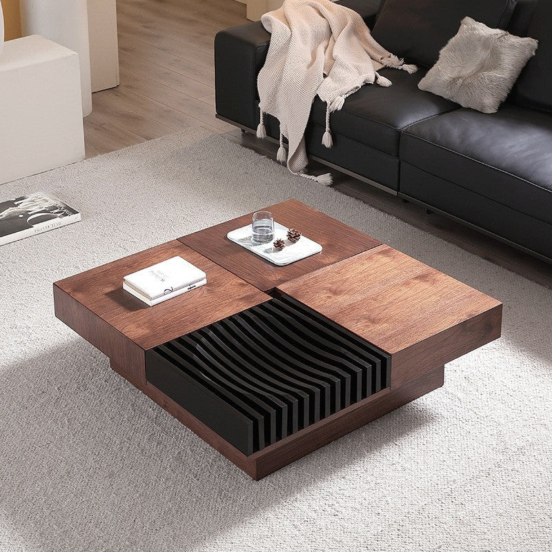 Mesa de centro cuadrada de madera BT65 con 4 cajones de almacenamiento