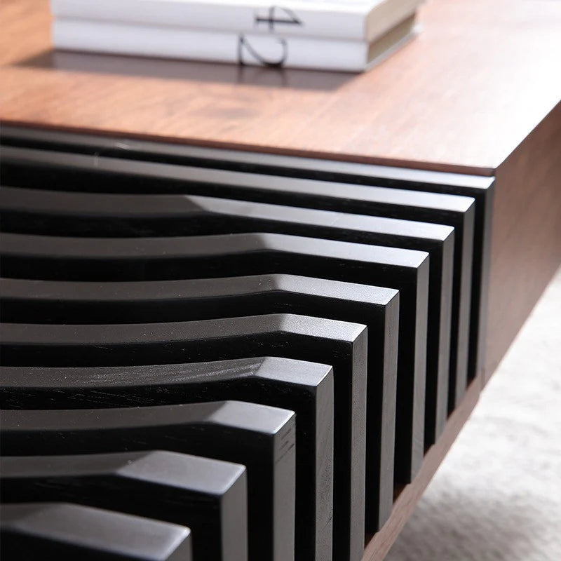Mesa de centro cuadrada de madera BT65 con 4 cajones de almacenamiento