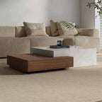 BT66 Coffee Table with Stone Veneer & Wood Drawers