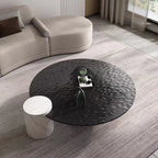 BT51 Mesa de centro de cristal ondulado con elegante base de mármol