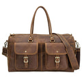 Retro Crazy Horse Leather Weekender Travel Duffel Bag with Laptop Compartment