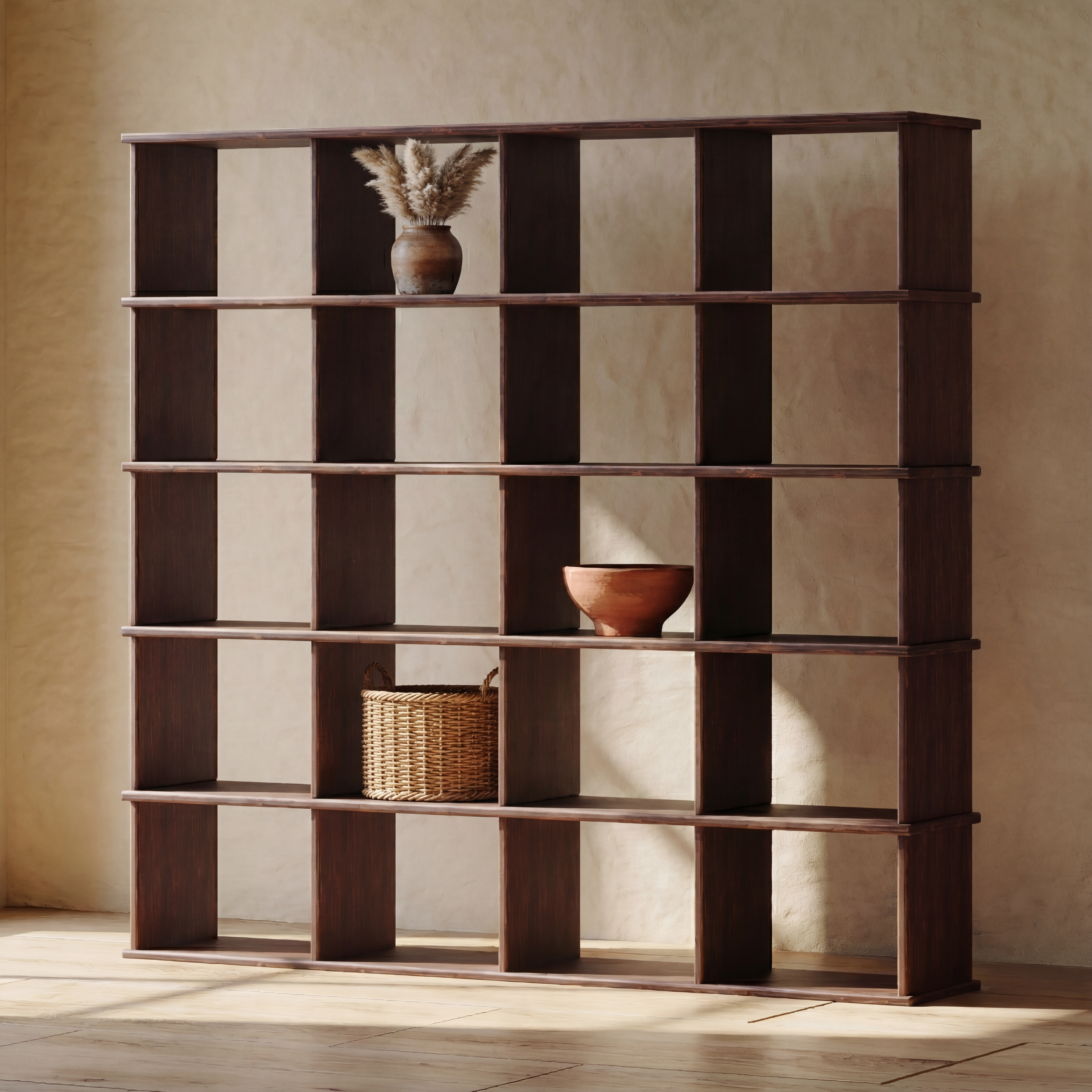 Cube bookshelf in walnut